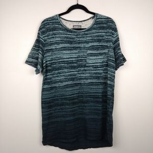 MODERN AMUSEMENT Teal black space dye striped long tee